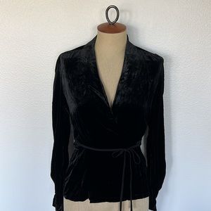 L’agence Velvet Black Wrap Around Blouse Size XS